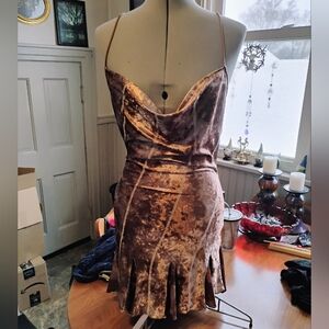 SHEIN Brown Velvet Mini Dress